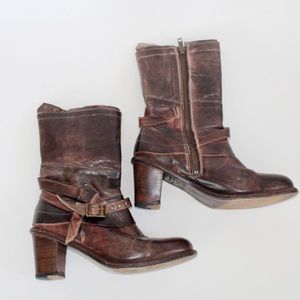 BedStu Vintage Brown Teak Leather Mid Boots